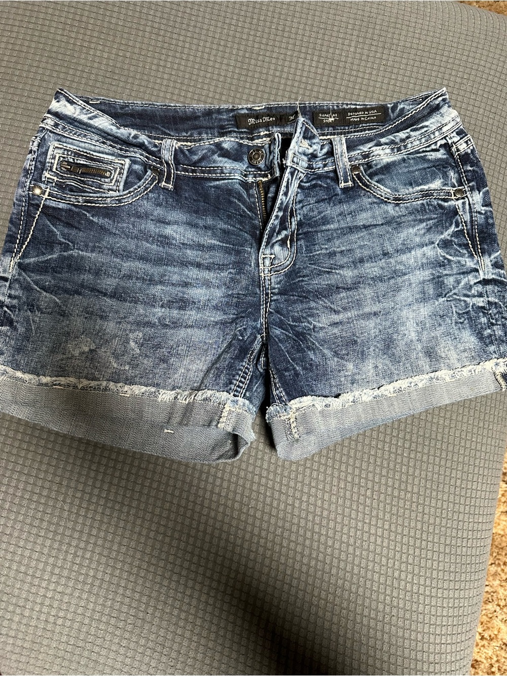 Miss Me Blue Washed Denim Cuffed Jean Shorts